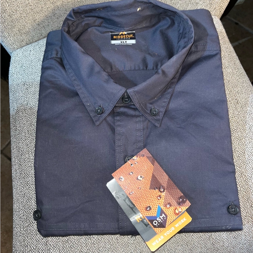 Ridgecut Toughwear Mens Long Sleeve Button Down Blue Shirt Size XLT NWT